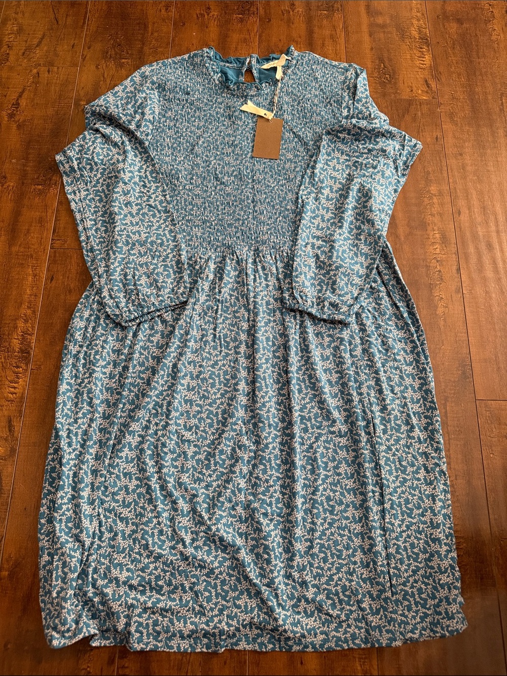 Matilda Jane Blue Floral Smocked Bodice Long Sleeve Dress